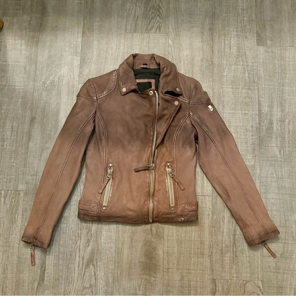New Mauritius Distressed Leather Brown Y2K 90’s vibe Jacket Size US 8 EU M DE38 - Picture 13 of 16